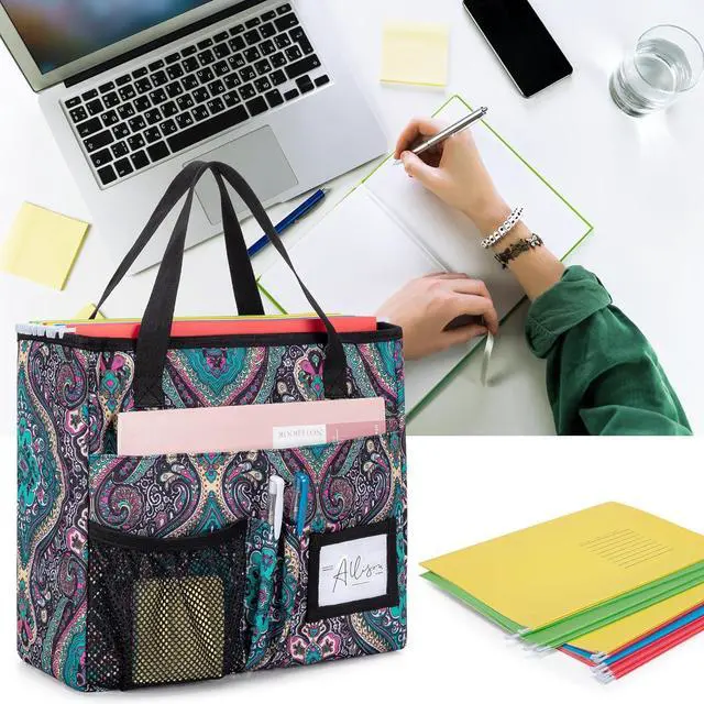 Alt view image 7 of 7 - LoDrid Collapsible File Tote Bag with Handles, Portable File Organizer Box with 3 Built-in Boards for Letter Size Files, Document Storage Case for Office, Home, Travel, Totem, Bag Only, LD06002