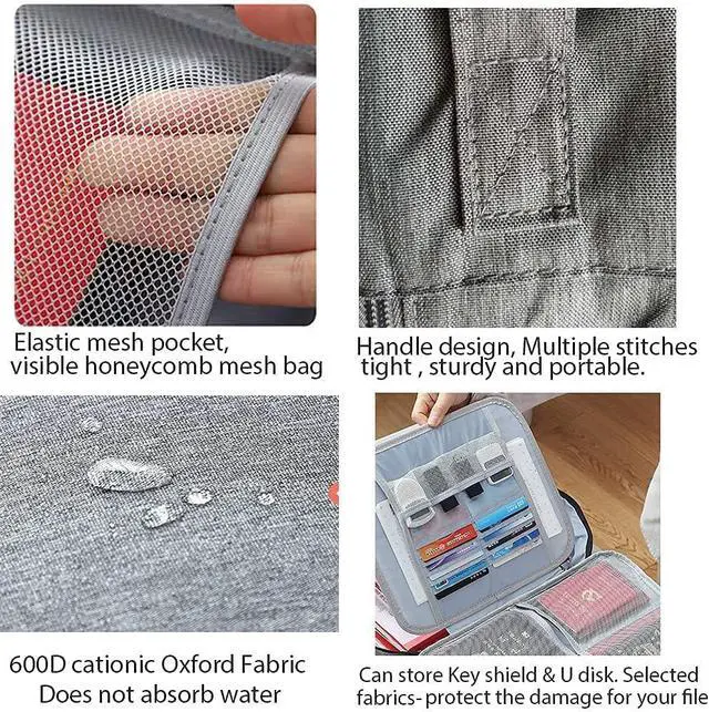 Alt view image 4 of 7 - Oxford Document Organizer with Safe Code Lock,Storage Pouch Credential Bag Diploma Storage Important Document and File Pocket, Laptop, Notebooks,Bank Cards Valuables Travel Bag with Separators (Black)