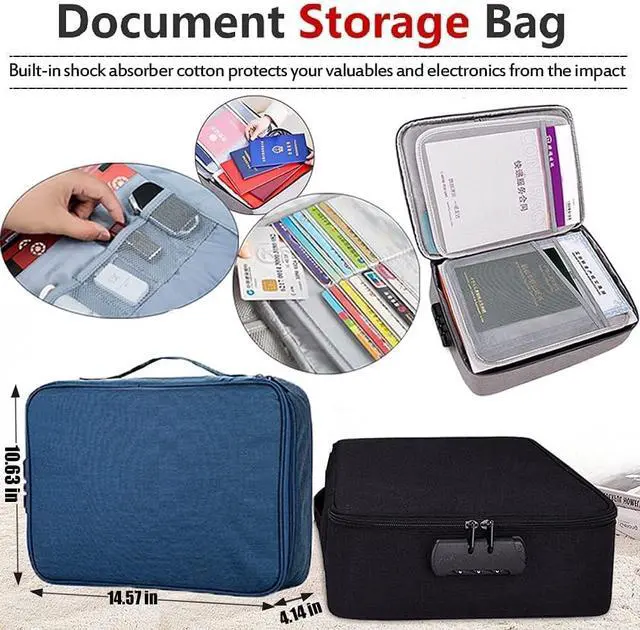 Alt view image 6 of 7 - Oxford Document Organizer with Safe Code Lock,Storage Pouch Credential Bag Diploma Storage Important Document and File Pocket, Laptop, Notebooks,Bank Cards Valuables Travel Bag with Separators (Black)