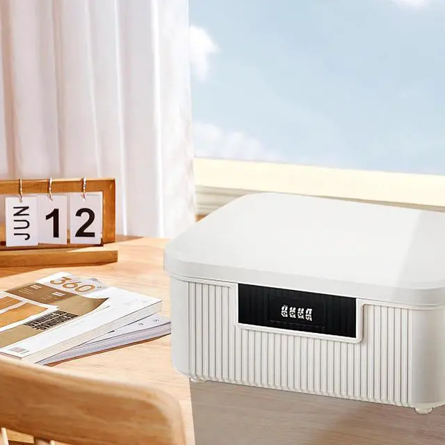 Alt view image 3 of 6 - Lockable Storage Container Bin, 2.3 Gallon Capacity Organizer Box with Combination Lock, Heavy Duty Plastic Trunk, Usable As Item Organizer Or Office File Storage(White)