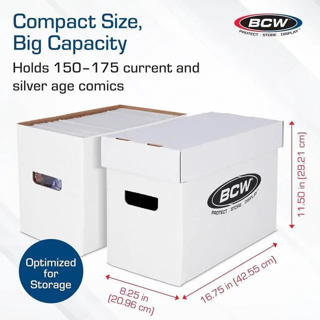 Alt view image 3 of 7 - BCW Short Comic Storage Box - 1 Pack | Holds 150-175 Current/Silver Age Comics | Stackable, Durable 200 lb. Strength