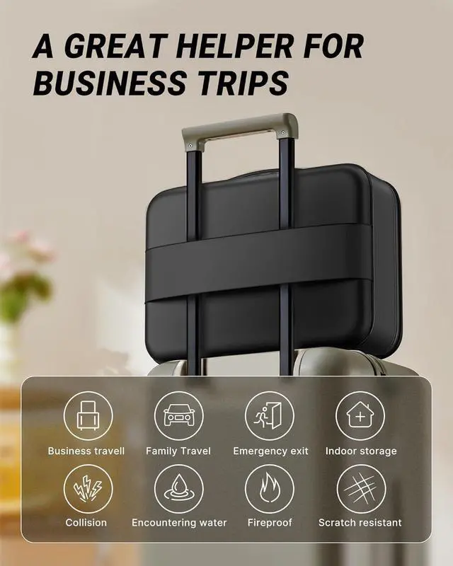 Alt view image 4 of 7 - Oterri Fireproof Document Box,Hard Case Safe box with Lock,Upgraded 8 Layers Large File Organizer,Water Resistant Safe for Important Documents, Certificates, Laptop, Passports - File Box in Black