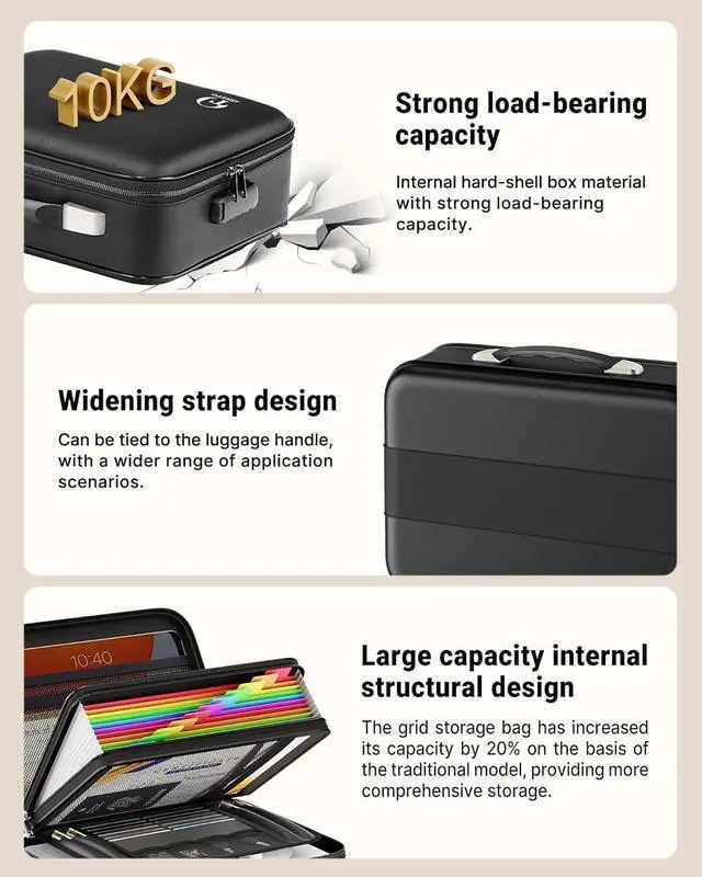 Alt view image 3 of 7 - Oterri Fireproof Document Box,Hard Case Safe box with Lock,Upgraded 8 Layers Large File Organizer,Water Resistant Safe for Important Documents, Certificates, Laptop, Passports - File Box in Black