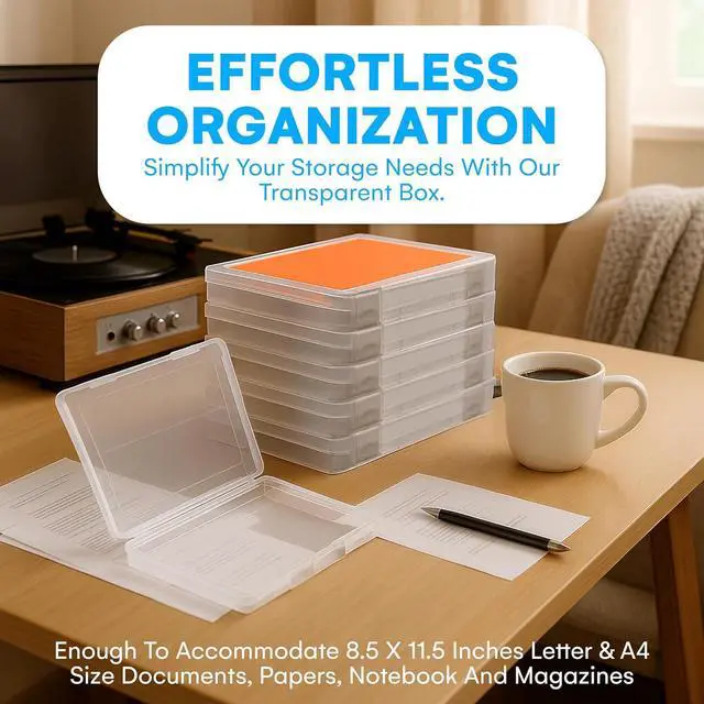 Alt view image 3 of 7 - Bins & Things JTJ Sourcing - Plastic Storage Box for A4 Paper - Document Magazine Paper Protector - Portable Project Sleeves - Document Organizer - (Set of 6)