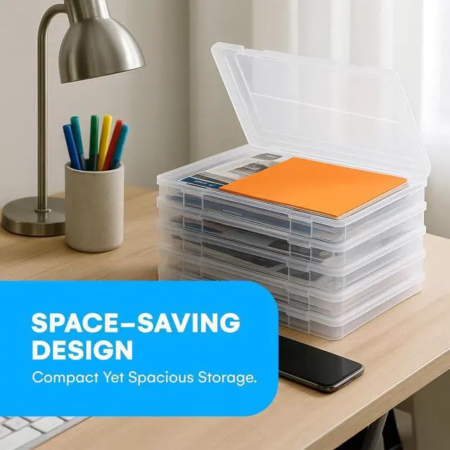 Alt view image 5 of 7 - Bins & Things JTJ Sourcing - Plastic Storage Box for A4 Paper - Document Magazine Paper Protector - Portable Project Sleeves - Document Organizer - (Set of 6)