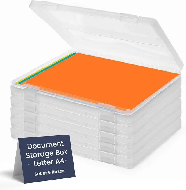 Main image of Bins & Things JTJ Sourcing - Plastic Storage Box for A4 Paper - Document Magazine Paper Protector - Portable Project Sleeves - Document Organizer - (Set of 6)