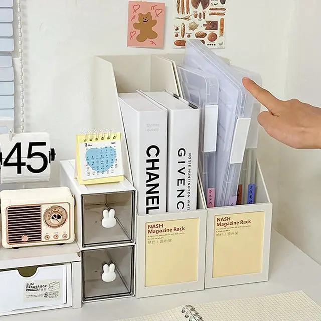 Alt view image 7 of 7 - 6 Pack A4 File Portable Project Case, Plastic Storage Box for 8.5" x 11" Letter Paper, Documents Magazines Holder Scrapbook Paper Storage Boxes (blue)