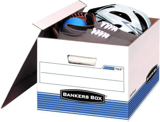 Alt view image 2 of 7 - Bankers Box 20 Pack STOR/FILE Medium-Duty File Storage Boxes, FastFold, Lift-Off Lid, Letter/Legal, White/Blue