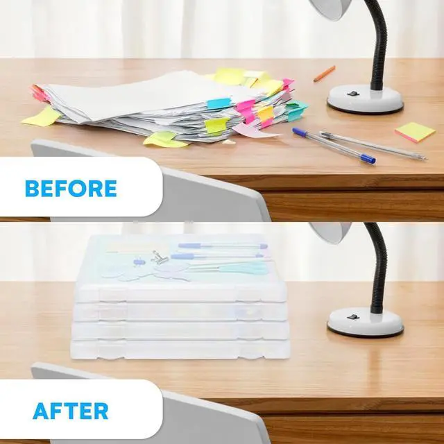 Alt view image 6 of 6 - Bins & Things JTJ Sourcing Plastic Storage Box for A4 Paper - Document Magazine Paper Protector - Portable Project Sleeves - Document Organizer - (Set of 4)