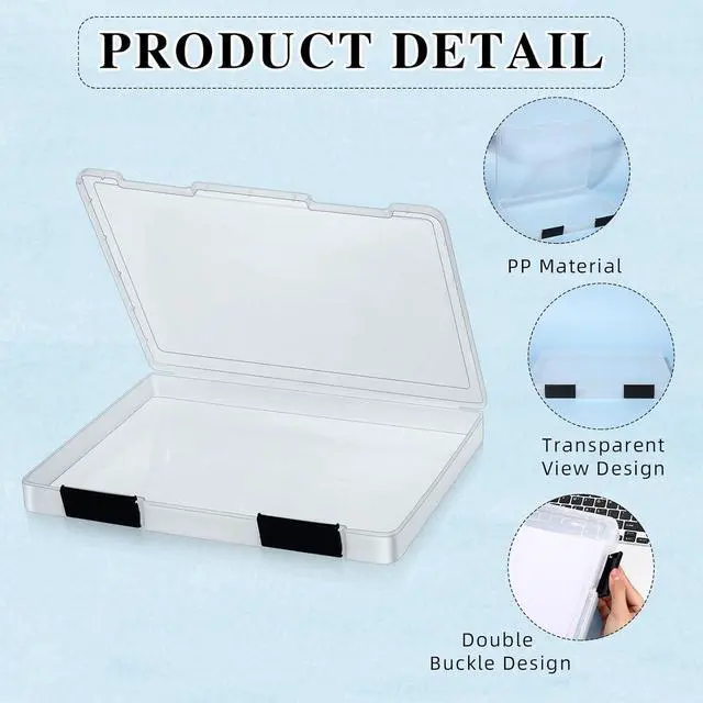 Alt view image 3 of 6 - PerKoop 6 Pcs Clear A4 File Box Document Plastic Storage Box Paper Plastic Case Board Game Storage Containers Magazine Protector File Holder with Buckle (Black,12.4 x 9.84 x 1.18 Inches)