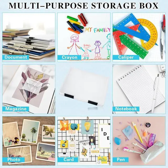 Alt view image 5 of 6 - PerKoop 6 Pcs Clear A4 File Box Document Plastic Storage Box Paper Plastic Case Board Game Storage Containers Magazine Protector File Holder with Buckle (Black,12.4 x 9.84 x 1.18 Inches)