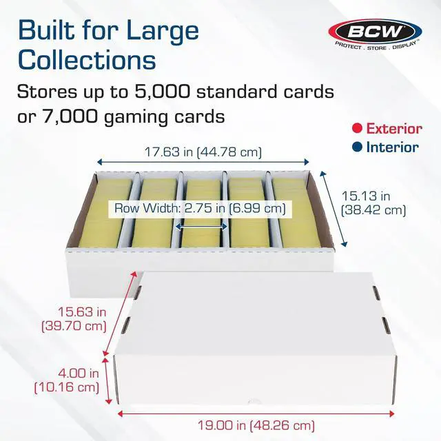 Alt view image 3 of 7 - BCW 5000ct Trading Card Storage Boxes (Full Lid)  1 Pack | TCG & MTG Card Storage Organizer | Fits Card Dividers & Sorting Tray | Corrugated Cardboard Box for Collectible Cards