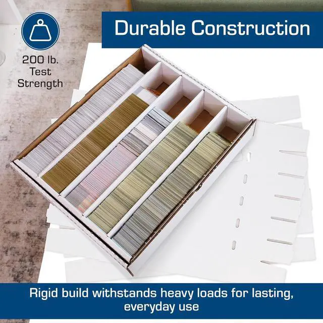 Alt view image 4 of 7 - BCW 5000ct Trading Card Storage Boxes (Full Lid)  1 Pack | TCG & MTG Card Storage Organizer | Fits Card Dividers & Sorting Tray | Corrugated Cardboard Box for Collectible Cards