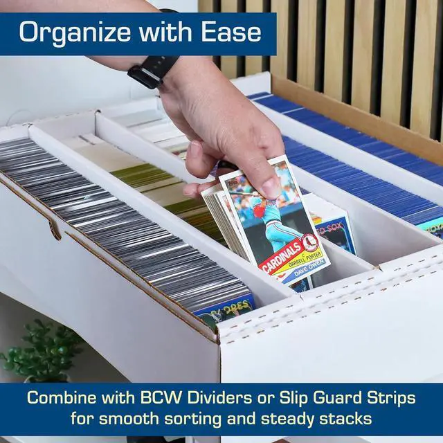Alt view image 6 of 7 - BCW 5000ct Trading Card Storage Boxes (Full Lid)  1 Pack | TCG & MTG Card Storage Organizer | Fits Card Dividers & Sorting Tray | Corrugated Cardboard Box for Collectible Cards