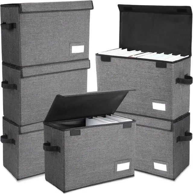 Main image of Chuangdi 6 Pcs Comic Book Storage Boxes, Back to School Collapsible Comic Short Box Case with Lid, 15.8 x 7.9 x 11.4 Inch Book Bin Container Holds 150 Comics(Charcoal Gray)