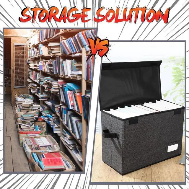 Alt view image 6 of 6 - Chuangdi 6 Pcs Comic Book Storage Boxes, Back to School Collapsible Comic Short Box Case with Lid, 15.8 x 7.9 x 11.4 Inch Book Bin Container Holds 150 Comics(Charcoal Gray)