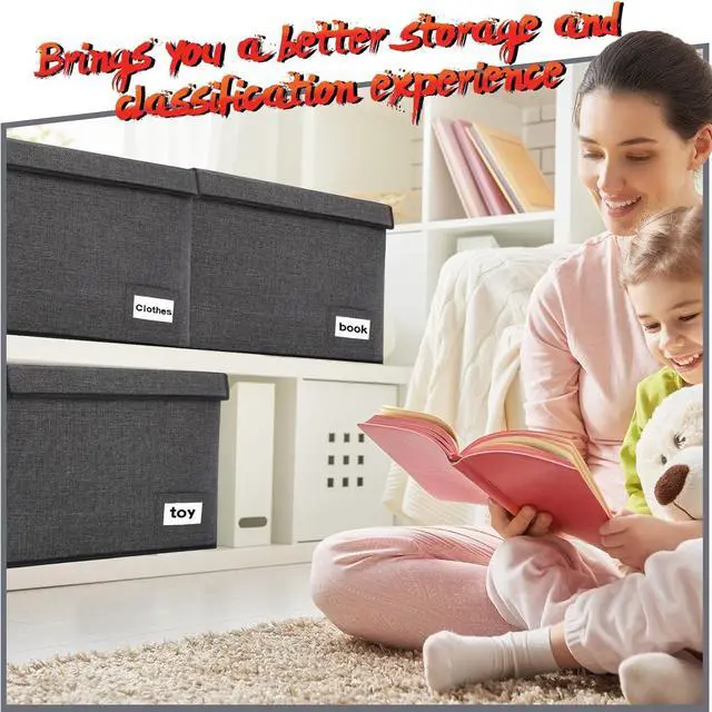 Alt view image 4 of 6 - Chuangdi 6 Pcs Comic Book Storage Boxes, Back to School Collapsible Comic Short Box Case with Lid, 15.8 x 7.9 x 11.4 Inch Book Bin Container Holds 150 Comics(Charcoal Gray)