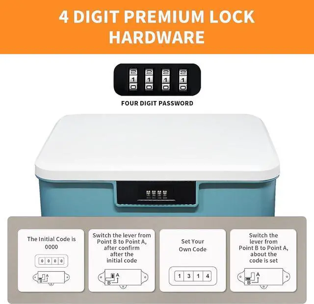 Alt view image 3 of 7 - Lockable Storage Container Bin 4.2 Gallon/16 L, 2 Layer Lock Box with Combination Lock for Home Office School Travel Business Organizer (Blue)