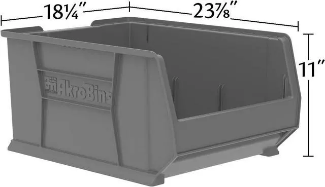 Alt view image 4 of 7 - Akro-Mils 30289 Super-Size AkroBins Plastic Storage Bins, Space-Saving Stackable Bins for Garage, Classroom, Warehouse Organization, 24-Inch L x 18-Inch W x 12-Inch H, Blue, 1-Pack