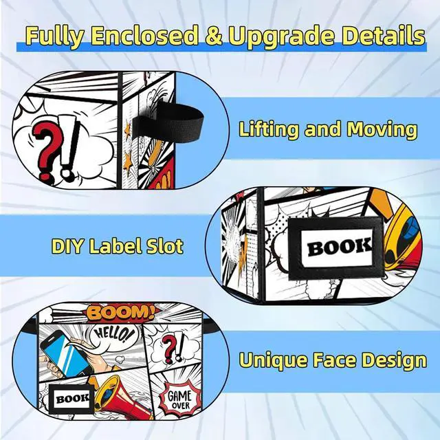 Alt view image 4 of 6 - Collection Comic Book Storage Boxes, Protector Organizer 15.8" X 7.8" X 11.8" Collapsible Short Box Holds 160-180 Comic Book Heavy Duty Bin Container Holder Shelf