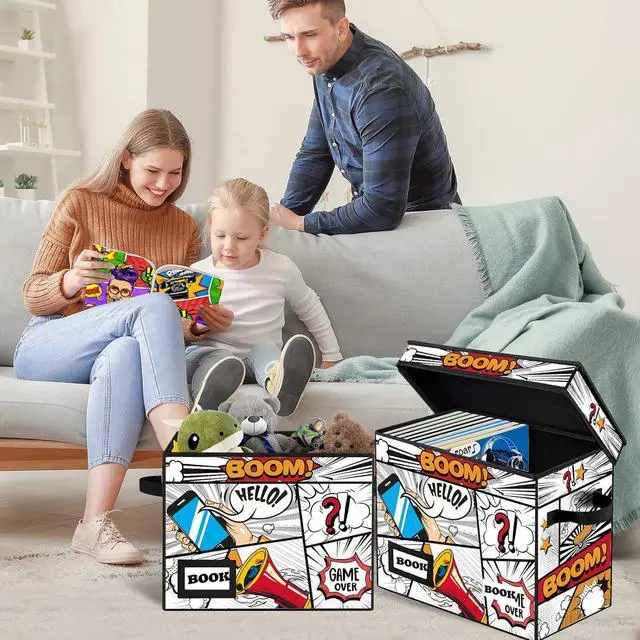 Alt view image 6 of 6 - Collection Comic Book Storage Boxes, Protector Organizer 15.8" X 7.8" X 11.8" Collapsible Short Box Holds 160-180 Comic Book Heavy Duty Bin Container Holder Shelf