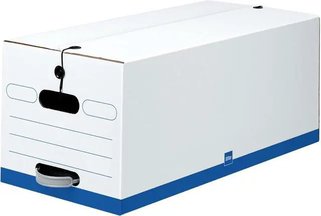 Alt view image 2 of 3 - Office Depot® Brand Quick Set-Up Storage Boxes With String & Button Closure, Letter, 24" x 12" x 10", 60% Recycled, White/Blue, Pack Of 12