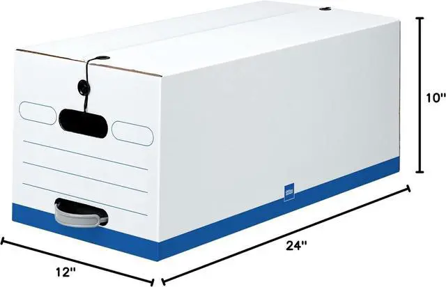 Alt view image 3 of 3 - Office Depot® Brand Quick Set-Up Storage Boxes With String & Button Closure, Letter, 24" x 12" x 10", 60% Recycled, White/Blue, Pack Of 12
