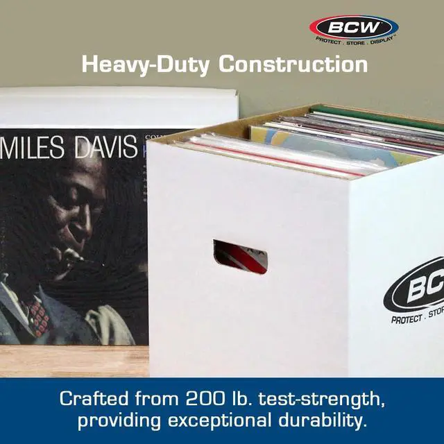 Alt view image 4 of 6 - BCW Vinyl Record Storage Boxes  5 Pack | Holds 65 LPs Each | Stackable Vinyl Record Storage Box with Reinforced Bottom & Handles | Archival Record Organizer for 12-Inch Albums, DJs & Collectors
