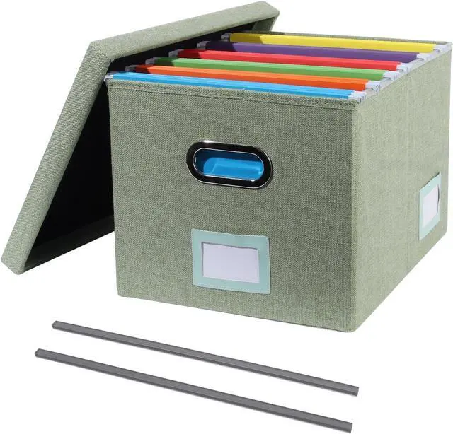 Main image of Portable File Organizer Box with Lid, Office Document Storage with Multi-Label Slots, Fits Letter/Legal Size Files, Lightweight and Stackable (Light Green)