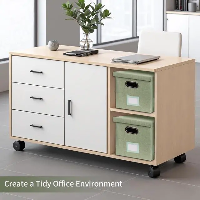 Alt view image 7 of 7 - Portable File Organizer Box with Lid, Office Document Storage with Multi-Label Slots, Fits Letter/Legal Size Files, Lightweight and Stackable (Light Green)