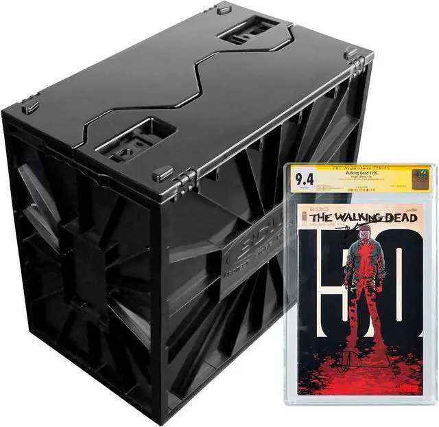 Alt view image 2 of 5 - BCW Graded Comic Book Bin with Partition  Black (2 Pack) | Holds 30 Graded Comics | Stackable Comic Book Box Storage for CGC, CBCS & Slabs