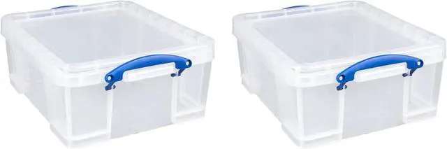 Main image of Really Useful Box 2 Pack 17L Plastic Storage Bins with Snap Lids and Clip Lock, Clear