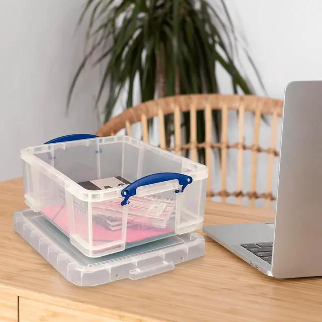 Alt view image 5 of 7 - Really Useful Box 2 Pack 17L Plastic Storage Bins with Snap Lids and Clip Lock, Clear