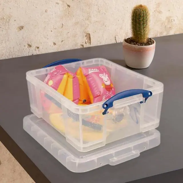 Alt view image 6 of 7 - Really Useful Box 2 Pack 17L Plastic Storage Bins with Snap Lids and Clip Lock, Clear