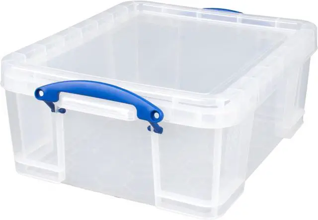 Alt view image 7 of 7 - Really Useful Box 2 Pack 17L Plastic Storage Bins with Snap Lids and Clip Lock, Clear