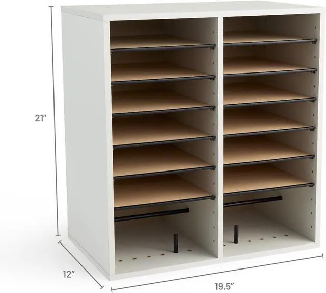Alt view image 6 of 6 - Safco 9422GR Wood Adjustable Literature & Paper Organizer, 16 Adjustable Compratment, Stackable Durable Construction, Home, Office, Mailroom, Classroom Mailbox , Gray