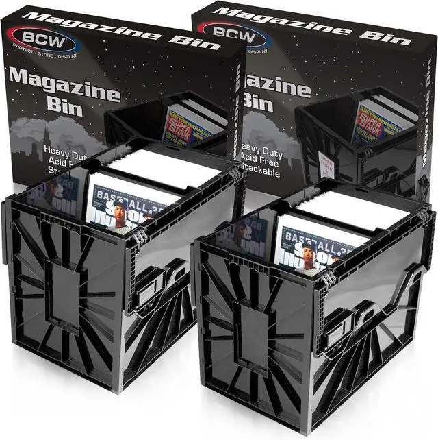 Main image of BCW Magazine Document & Comic Book Storage Bins | Durable Magazine Bin | Magazine Storage Box for Sorting and Organizing | Heavy Duty & Stackable Plastic - Fits all Comics (2 Pack)