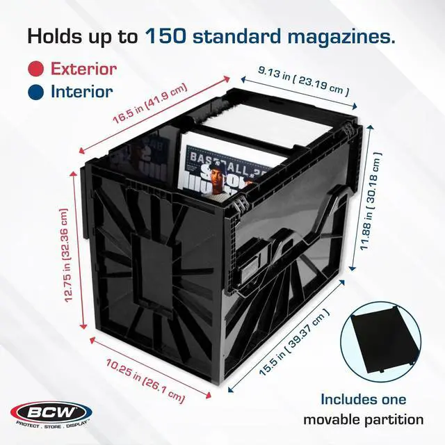 Alt view image 3 of 4 - BCW Magazine Document & Comic Book Storage Bins | Durable Magazine Bin | Magazine Storage Box for Sorting and Organizing | Heavy Duty & Stackable Plastic - Fits all Comics (2 Pack)