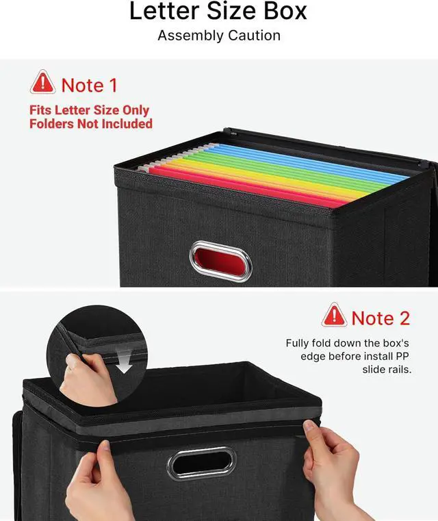 Alt view image 5 of 7 - Oterri 2 Pack File Organizer Boxes with Lids, File Box with Mesh Pockets, Document Organizer Box for File Folders Letter Size, Zippers Filing Box for Home, Office, School (Black, Without Folders)