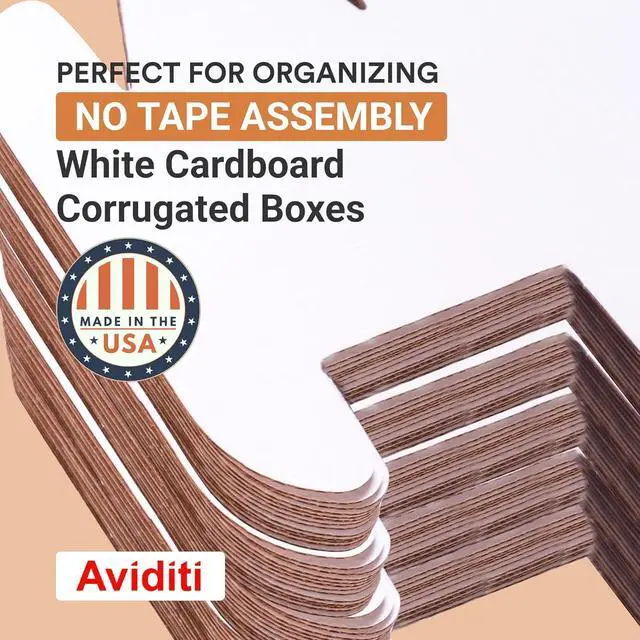 Alt view image 3 of 4 - AVIDITI Corrugated Cardboard Storage Bins Holder 12" x 12" x 4.5" (50 Pack), Open Top Durable and Ideal for Organizing Parts Bin Work Areas Packing Moving and Storage - White, 50 Pack