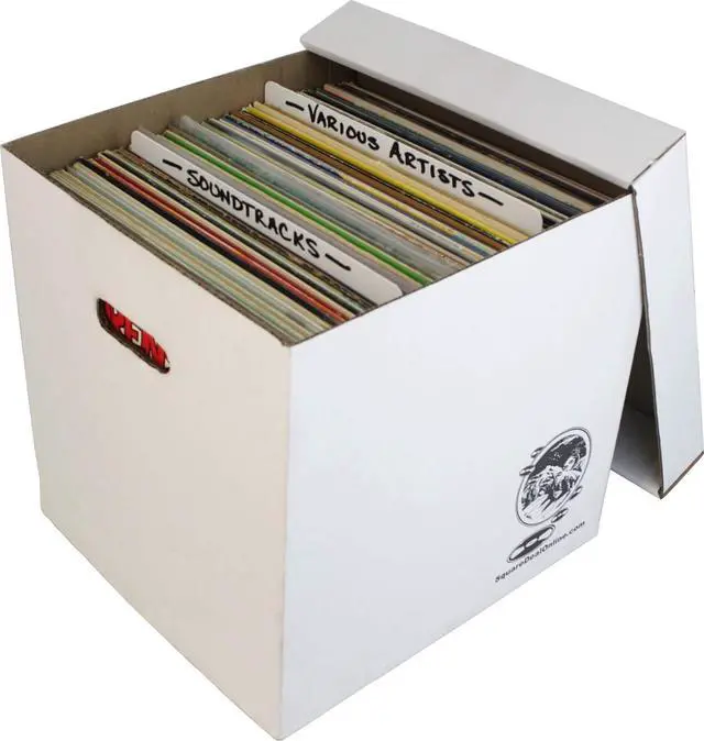 Alt view image 3 of 7 - Durable 12 inch Vinyl Record Storage Box - Heavy-Duty Cardboard Construction with Removable Lid - Holds Up to 90 Records Each - Built Tough for Long-Term, Secure Archival Storage - #12BC13