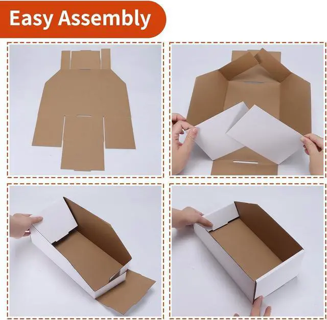 Alt view image 5 of 6 - ZBEIVAN Cardboard Storage Bins Boxes 35 Packs 12x4x4.5 Inches, Easy Assembly Pantry Organizer Bins for Shelf, White