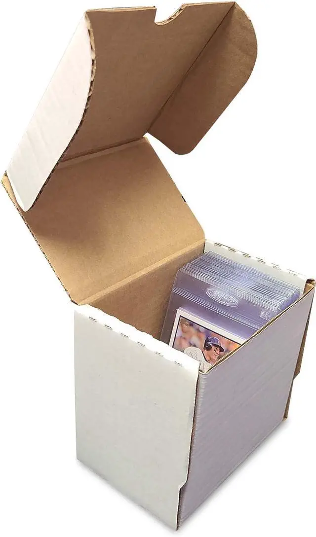 Alt view image 2 of 4 - BCW 5-Inch Semi Rigid #1 Card Holder Storage Box - Holds 130 Semi-Rigid Card Holders - White Corrugated Cardboard - Ideal for Trading, Sports & Collectible Cards