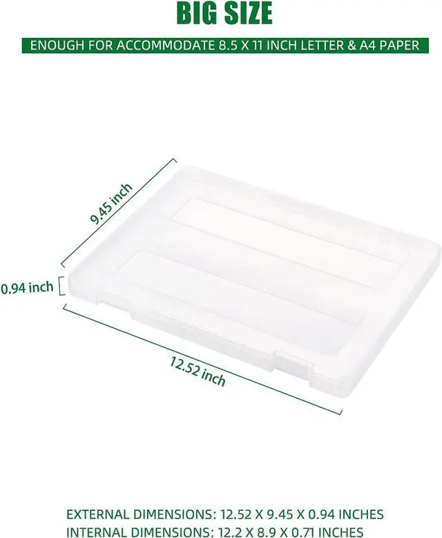 Alt view image 2 of 7 - Denkee 4 Pack A4 Paper Organizer Box, Plastic Scrapbook Paper Organizer Containers for Craft and Arts Storage, Portable Board Game Storage for Art Supplies 8.5" x 11" US Letter
