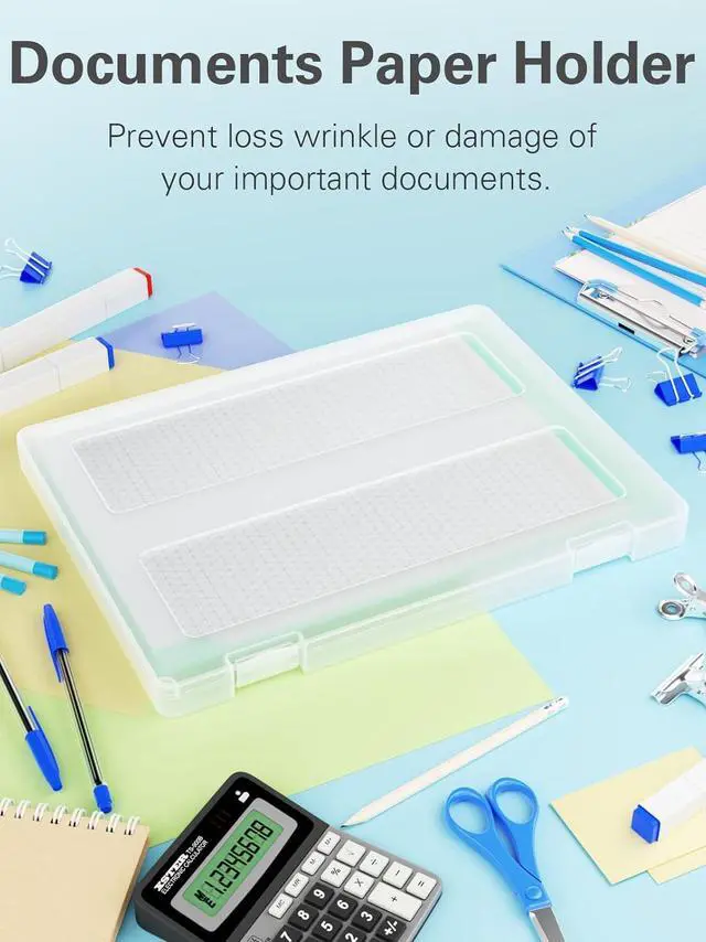 Alt view image 5 of 7 - iBune 4-Pack A4 Plastic Paper Organizer Box, Scrapbook Storage for 8.5 x 11 Letter Papers, Portable Document Holder, Photo Storage Box Sticker Art Supplies Organizers, 12.2 x 8.9 x 0.7 Inner Size