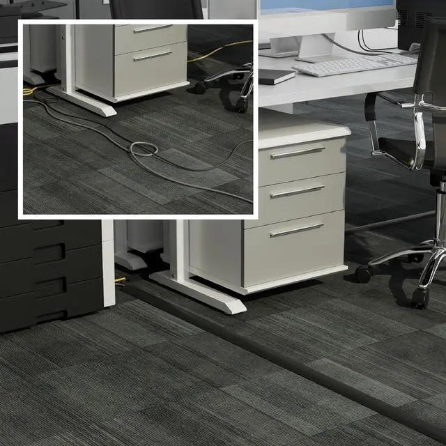 Alt view image 4 of 7 - D-Line 6ft Floor Cord Cover, Cable Protector, Hide Extension Cords, Protect Cords, Prevent Cable Trips, Heavy Duty Cord Hider - Cable Cavity = 0.63" (W) x 0.31" (H) - Black