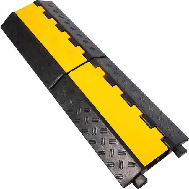 Main image of Rubber Cable Ramp Cord Cover Cable Protector Ramps Wire Hose Protective 2 Channel 22000Lbs Load Capacity Traffic Speed Bump for Asphalt Concrete Gravel Driveway Indoor Outdoor, 1 Pack