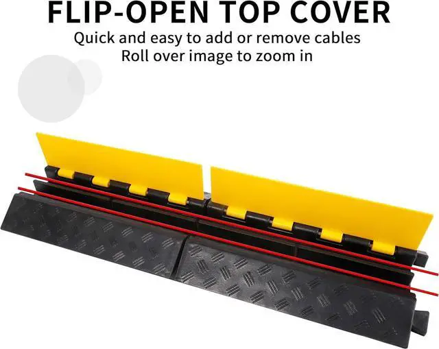 Alt view image 5 of 7 - Rubber Cable Ramp Cord Cover Cable Protector Ramps Wire Hose Protective 2 Channel 22000Lbs Load Capacity Traffic Speed Bump for Asphalt Concrete Gravel Driveway Indoor Outdoor, 1 Pack