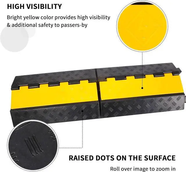 Alt view image 6 of 7 - Rubber Cable Ramp Cord Cover Cable Protector Ramps Wire Hose Protective 2 Channel 22000Lbs Load Capacity Traffic Speed Bump for Asphalt Concrete Gravel Driveway Indoor Outdoor, 1 Pack