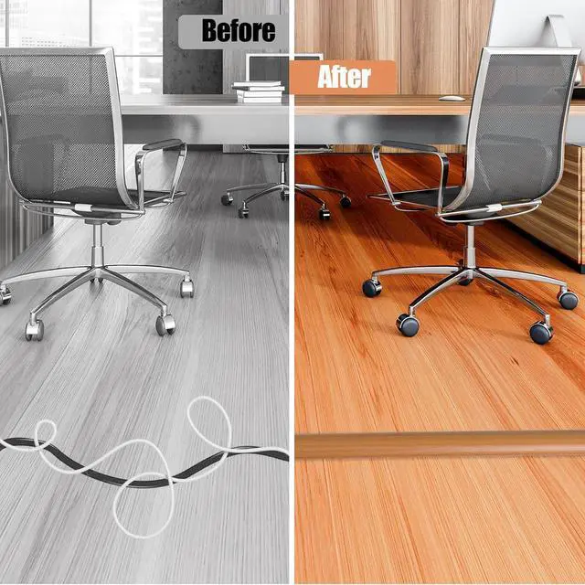 Alt view image 5 of 7 - Floor Cord Cover Self Adhesive Cord Hider,10FT Cable Management, Extension Strip Protector for Wires, Prevent Cable Trips for Offices, Gyms, Exhibitions Cavity:0.39"(W) x 0.27"(H) Brown Wood